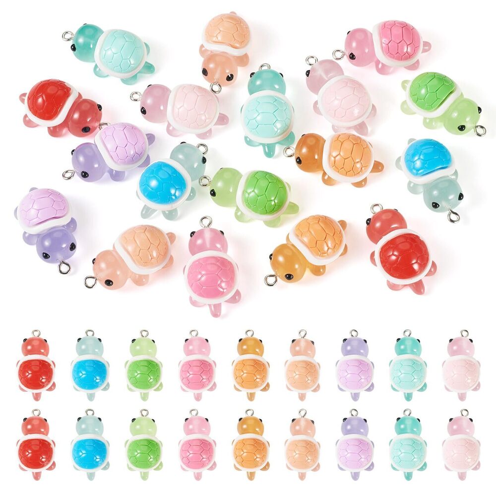 3213 Beadthoven 18pcs Glow in the Dark Turtle Charms Pendants Luminous